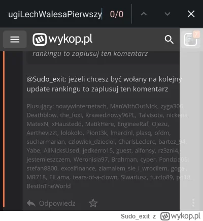 Sudo_exit - @JanPawelDrugiLechWalesaPierwszy: nie widzę Cie w plusujących.