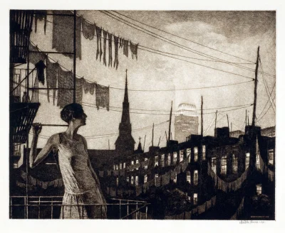 GARN - #sztuka #art autor: Martin Lewis | The Glow of the City | 1929