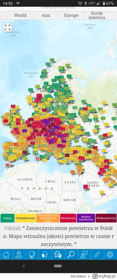 Afrobiker - A tak wygląda mapa zanieczyszczeń dla całej Europy (⌐ ͡■ ͜ʖ ͡■)