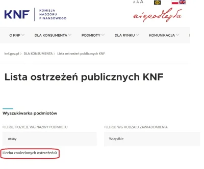 virgola - Zachęcam do sprawdzenia listy ostrzeżeń KNF:
https://www.knf.gov.pl/dlakons...