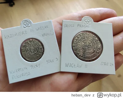 heban_dev - Półgrosz Kazimierza III Wielkiego i grosz Wacława II.

#numizmatyka #hobb...