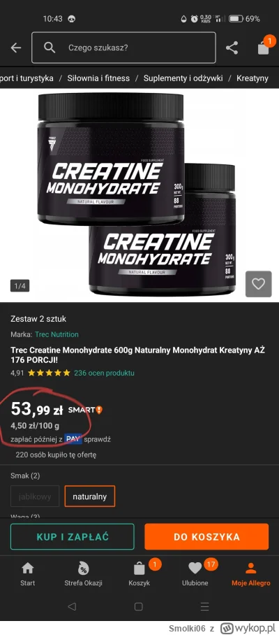 Smolki06 - Ostatnio szukałem krety na allegro i znalazłem 500g za 35 zł co daje 7zł/1...