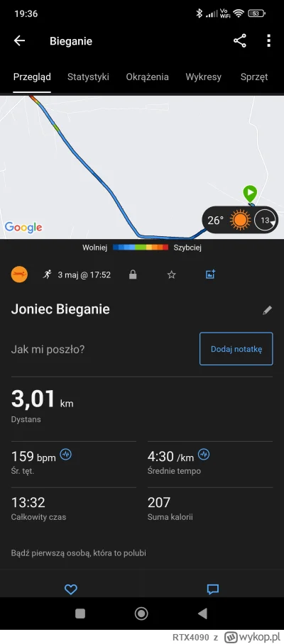 RTX4090 - Mój mały obóz treningowy dzień 3.
Dziś 16 km rozbite na 3 fazy

Bardzo szyb...