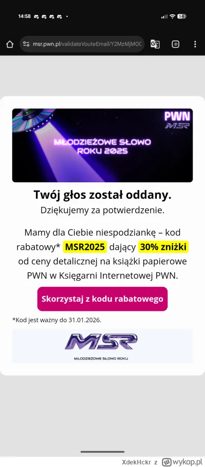 XdekHckr - Mamy dla Ciebie niespodziankę – kod rabatowy* MSR2025 dający 30% zniżki od...