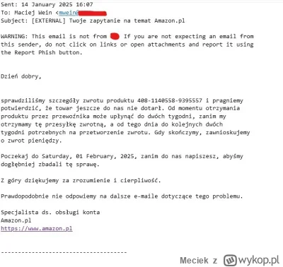 Meciek - Jednak nie dostaliśmy tego zwrotu z 14.01