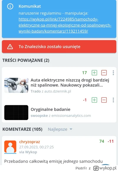 PiotrFr - Drugi raz wrzucasz to samo, bo tamto spadło za manipulację?