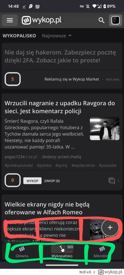 NdFeB - Dlaczego obszar reakcji jest wyżej niż przyciski? Na dole? Sytuacja na Firefo...