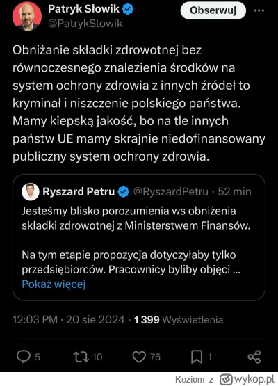 Koziom - Są jakieś plany, aby zapewnić NFZ finansowanie? Pytam szczerze, bo chyba wsz...