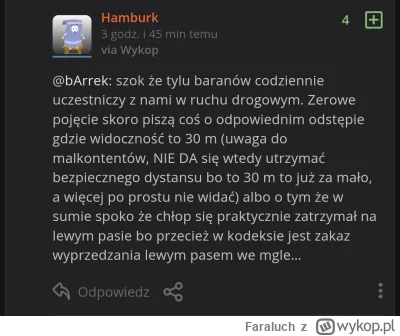 Faraluch - Podaje odpowiedź: taką, żeby wyhamować w polu widoczności. Co to w ogóle z...