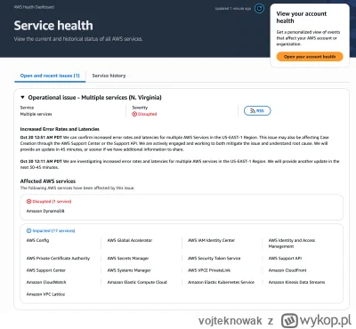 vojteknowak - #aws 

Niby tylko problem dotyczy US-EAST-1 - N. Virginia ale i tak pół...