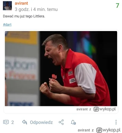 avirant - A słowo ciałem się stało. 
Przedwczesny finał. ( ͡º ͜ʖ͡º)


#dart