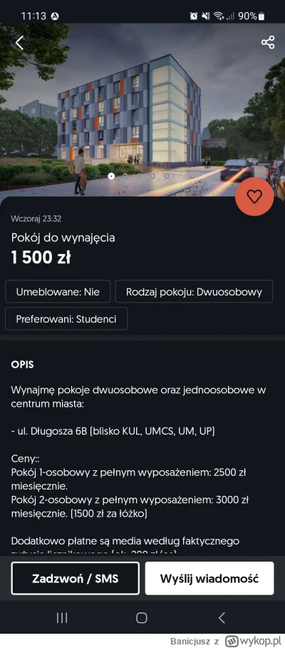 Banicjusz - Taki tam pokój do wynajęcia w Lublinie, na oko 12m2, bo nie jest podane, ...