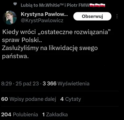 Lolenson1888 - @alkoholik000: Skandaliczny tweet Krystyny Pawłowicz.