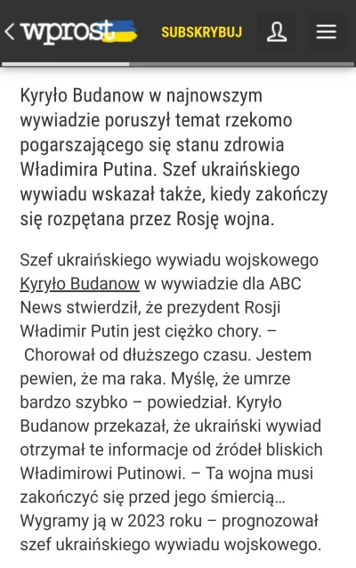 Wilczynski - #ukraina Putin umiera. Jasne. Masz łykać oficjalny przekaz albo jesteś r...