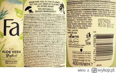 wkto - #listaproduktow
#zelprysznic Fa Aloe Vera Yoghurt #fa
aktualny skład oraz prod...