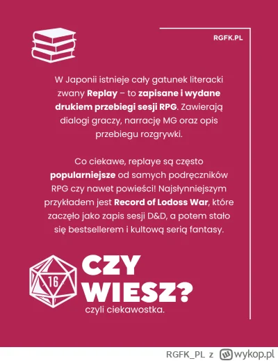 RGFK_PL - Pionierem formatu była seria Record of Lodoss War, opublikowana jako replay...
