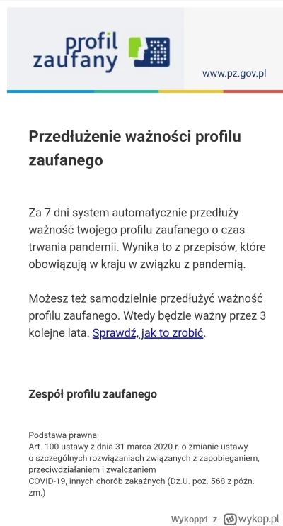 Wykopp1 - Ja dostałem na maila, że zostanie przedłużony automatycznie ale mogę też sa...