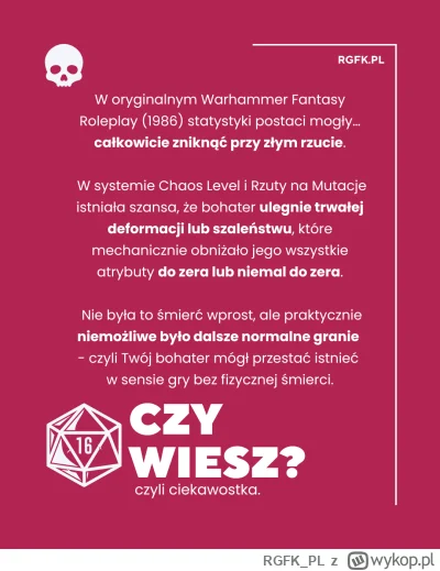 RGFK_PL - WFRP było jednym z pierwszych systemów RPG, w którym ryzyko trwałego upadku...