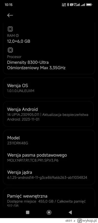 d601 - Kupiłem sobie nowy telefon POCO X6 pro 
#chwalesie #android #telefony #poco #x...