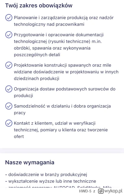 HWD-5 - #januszebiznesu #pracbaza #wroclaw

Może i dużo obowiązków, ale za to niskie ...