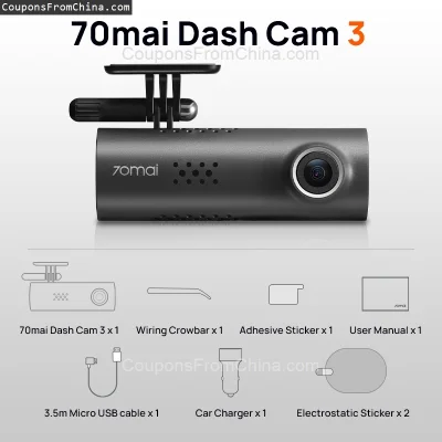 n____S - ❗ 70mai Dash Cam 3 M200 1080P
〽️ Cena: 53.92 USD
➡️ Sklep: Aliexpress

Bezpo...