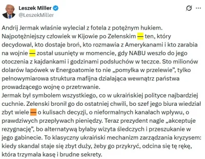 JPRW - Widzę, że ulubiony lewak prawaków towarzysz Miller już jedzie po linii najmnie...