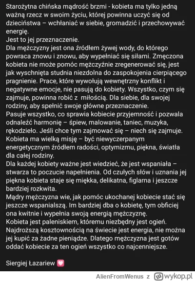 AlienFromWenus - Troche wysryw w tym tekście, ale naszła mnie refleksja.

Facet oczek...