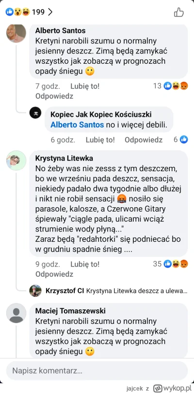 jajcek - Wpisy z FB Kraków PL w poście dotyczącego opadów. Ci ludzie żyją wśród nas (...