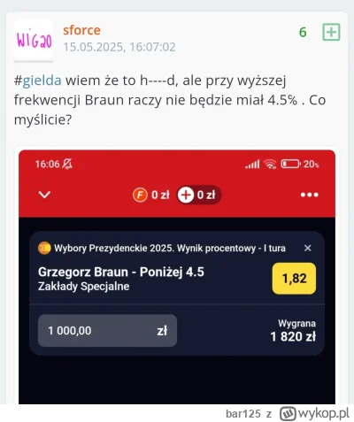 bar125 - W sumie nie spodziewałem się, że będzie miał aż 6%, mam nadzieję, że kolega ...