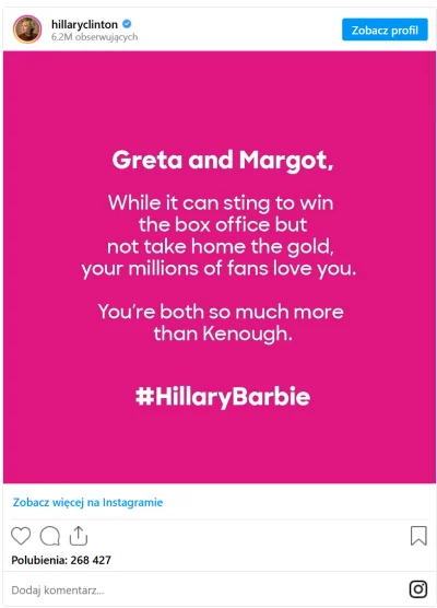 Novameh - Nawet Hilary Clinton się zesrała, że żadna baba z Barbie nie była nominowan...
