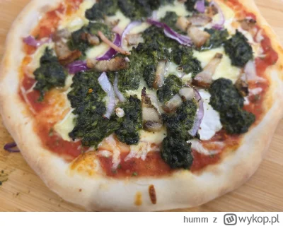 humm - Sos pomidorowy, mozzarella, camembert, czerwona cebula, szpinak. Na pewno więc...