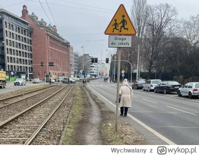 Wychwalany - Dzieci do szkoły chodzą po trawniku między torowiskiem a drogą, bo na ch...
