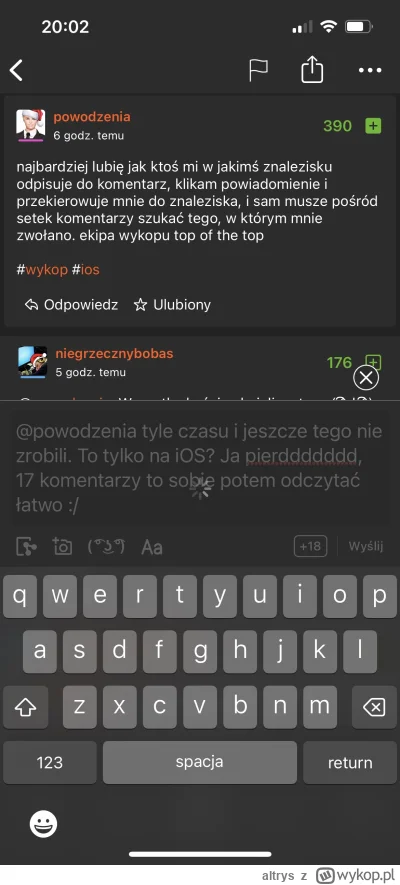 altrys - @powodzenia ja nawet nie mogę wysyłać chyba wiadomości