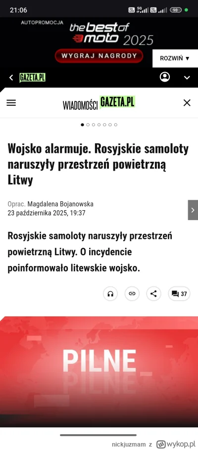 nickjuzmam - Dzień jak codzień w kraju #nato
Teraz miesiac debaty zestrzeliwać czy ni...