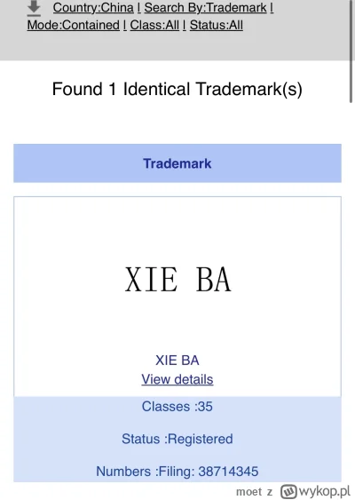 moet - Śmiać mi się chce z was bakłanżany. 

Kiedy wy rejestrujecie marki na malutkic...