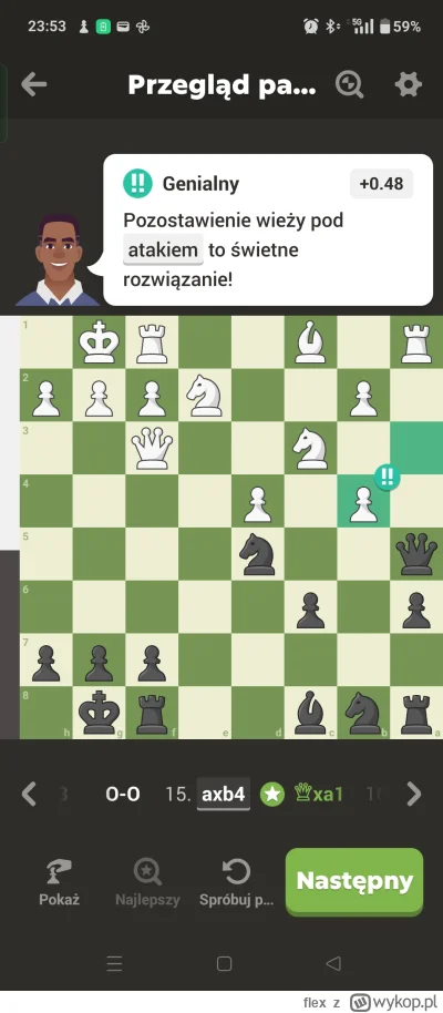 flex - #szachy co w tym ruchu przeciwnika jest genialnego?  Ten biały pion zbił gońca...