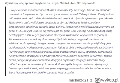 michalxd21 - Jest i odpowiedź Urzędu Miasta. 

Po pierwsze: jak dzwoniłem do T. Zalis...