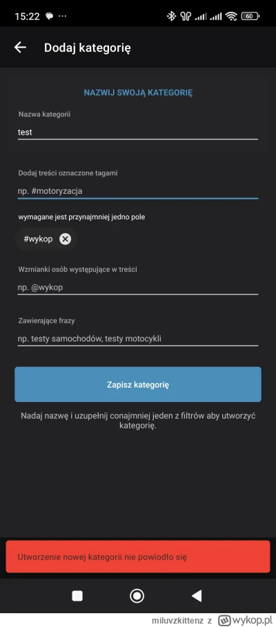 miluvzkittenz - @wykop: ja nadal nie mam innej opcji poza kategoriami, które nie dzia...