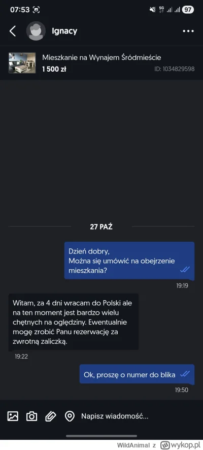WildAnimal - Poprosiłem o numer telefonu, bo są rejestrowane. Dobra podstawa dla poli...
