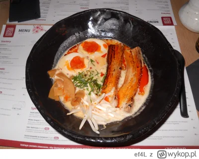 ef4L - Ramen Tonkotsu Miso z Izakaya na Wita Stwosza.
Danie godne uwagi. Tylko w loka...