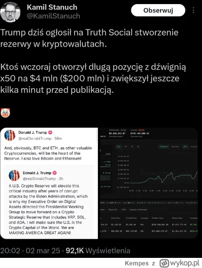 Kempes - #polityka #musk #trump #kryptowaluty 

Co tam się odjaniepaw... ( ͡º ͜ʖ͡º)

...