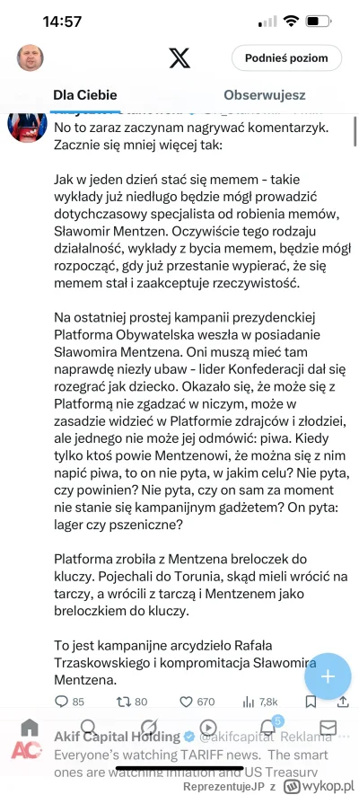 ReprezentujeJP - Haha wiedziałem, że zakolak się zesra i wypluje jakiś pisowski spin ...