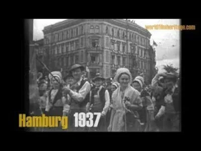robert5502 - Hamburg 1937, święto swastyki, marsz polskiej delegacji w strojach ludow...