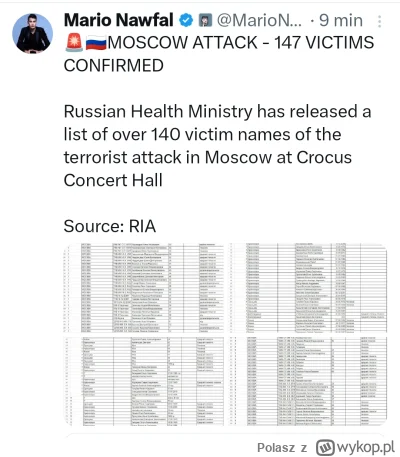 Polasz - #rosja 
Potwierdzono śmierć 147 osób. To nie 40 jak pisano na początku
