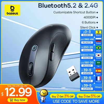 n____S - ❗ Baseus Wireless Mouse Gen 2 F02 Bluetooth 2.4G 4000 DPI
〽️ Cena: 14.83 USD...