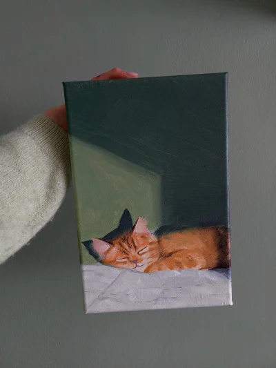 pistacjowa_chmurka - Spanko uwiecznione na płótnie. #tworczoscwlasna #malarstwo #koty