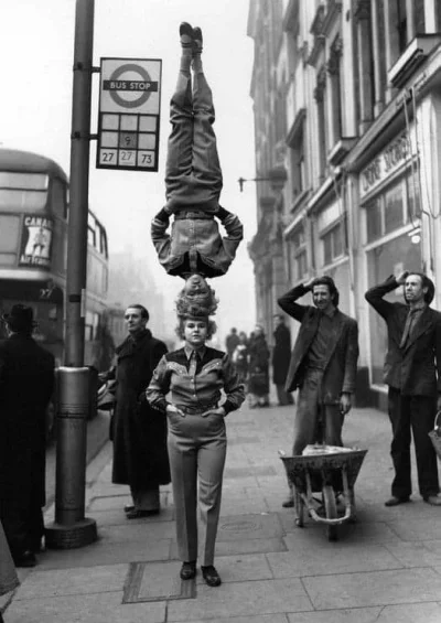 cheeseandonion - Bertram Mills circus performers advance across London, 1953.

 #star...