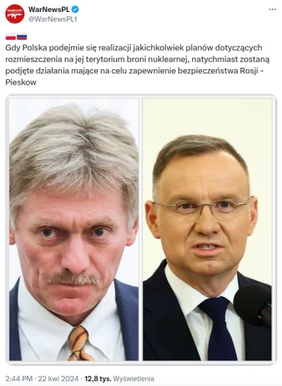 kkecaj - Oho, Pieskov już się boi i trzemsie

#wojna #ukraina #rosja #polska #geopoli...