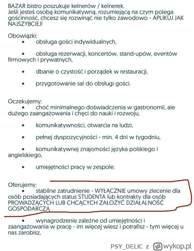 PSY_DELIC - B2B dla kelnerki bo pracodawca ma za duże KOSZTY i inaczej bedzie musiał ...