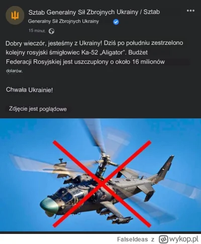 FalseIdeas - Dziś po południu zestrzelono kolejny rosyjski śmigłowiec Ka-52 „Aligator...